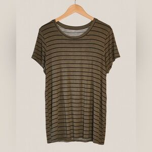 Maurices Women's 27/7 Green Soft & Stretchy Striped Crew Neck Blouse sz XL Comfo